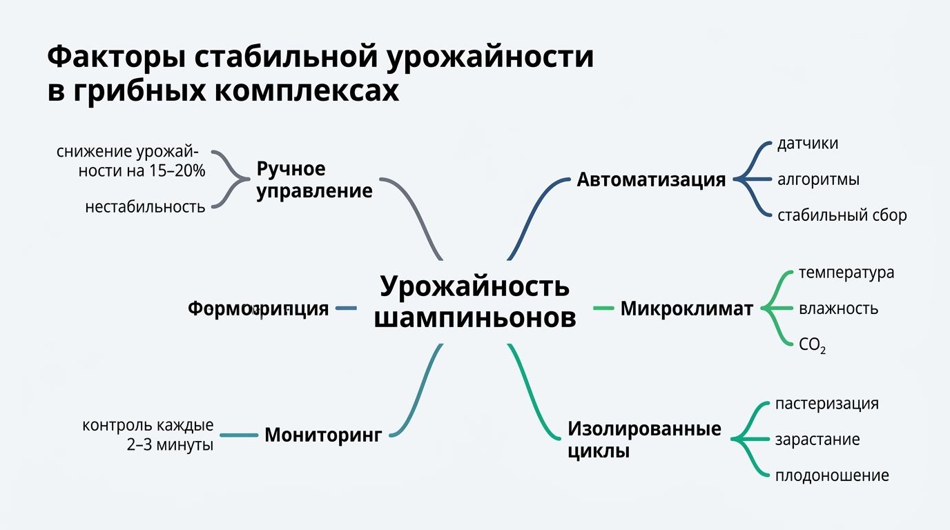 Факторы стабильной урожайности в грибных комплексах